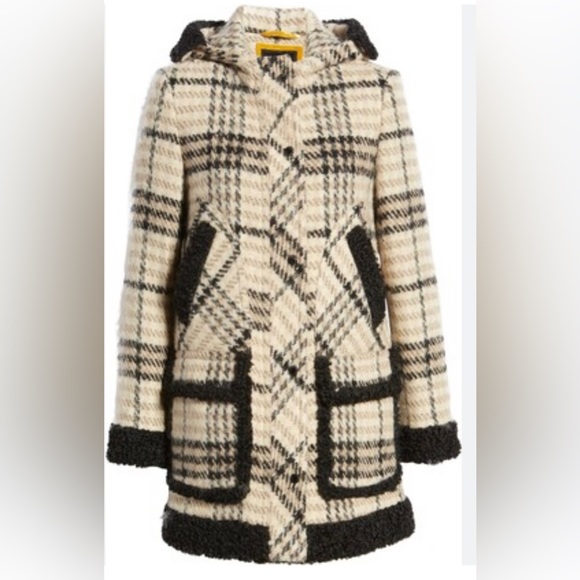 SAM EDELMAN Plaid Hooded Duffle Coat NWOT - Picture 2 of 10